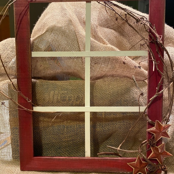 Rustic Red Window Frame Decor - Picture 2 of 3